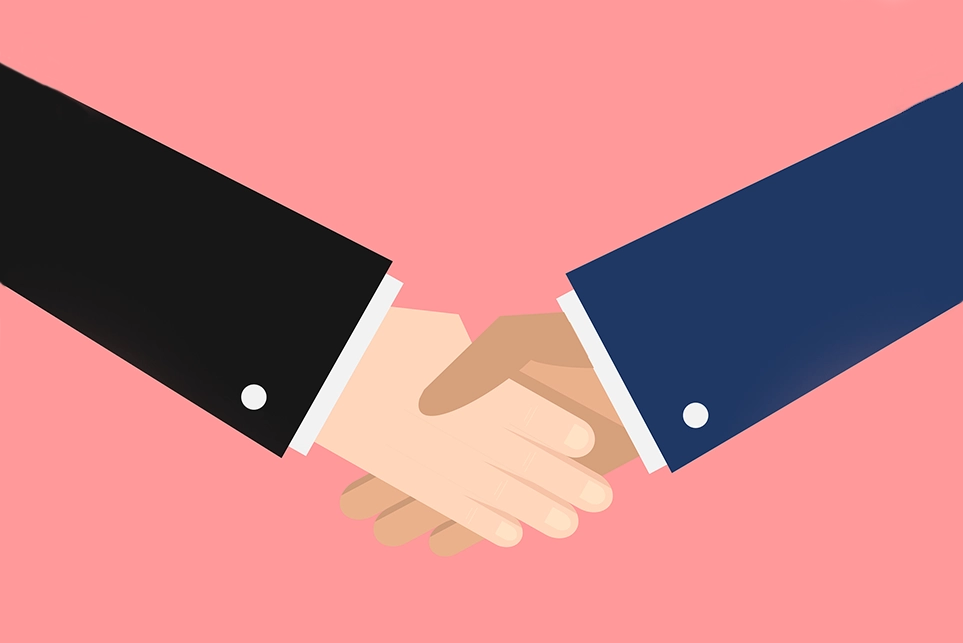 Two people shaking hands icon